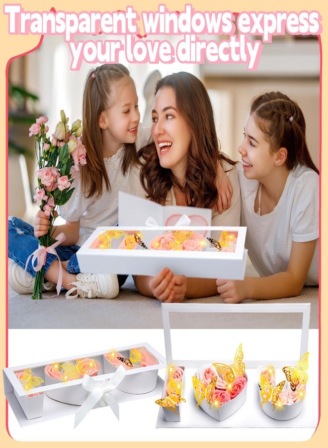Vertintong 2 Sets Mother's Day Gift Empty Mom Fillable Flower Gift Boxes I Love U Cardboard Letter Shaped Fillable Packaging Box with 24 Pcs Gold Butterfly Decoration for Mother's Day Birthday(White) - Image 4